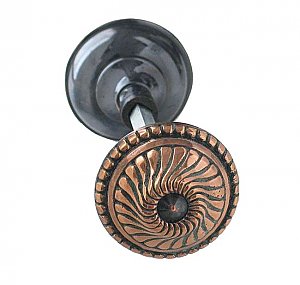 Roanoke Doorknob, Pair, Antique Copper