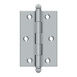 Solid Brass 3" x 2" Cabinet Hinge with Ball Tips, Pair