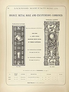 Antique Cast Bronze Door Plate in "Manhattan" Design by Lockwood Mfg. Co. - Circa 1894