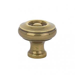 Waverly Solid Brass Cabinet Knob - 1-1/4" - French Antique Brass