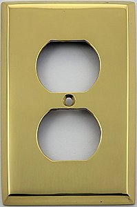 Polished Forged Unlacquered Brass Single Duplex Switchplate