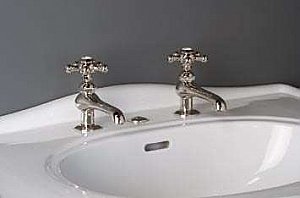Solid Brass Basin Cross Handle Lav Faucet Set - Separate Hot and Cold Taps - Multiple Finishes Available