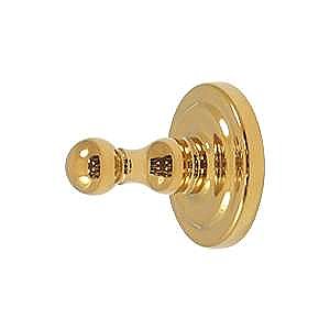 King Charles Series Single Towel or Robe Hook - PVD Polished Brass