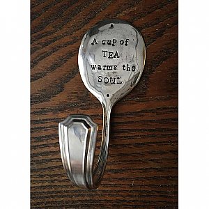 Repurposed Silverplate Spoon Hook- Cup of Tea