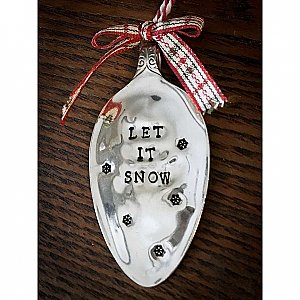 Vintage Silverplate Spoon Holiday Ornament - Let It Snow