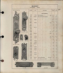 Antique Pair of Cast Brass "Belfort" Pattern by Reading Hardware Co. Door Knobs - Circa 1899