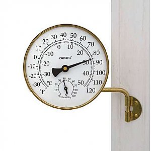 Vermont Weather Station - Thermometer and Barometer - Living Finish Brass