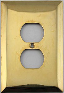 Jumbo Oversized Unlacquered Brass Stamped Single Duplex Switchplate / Cover Plate
