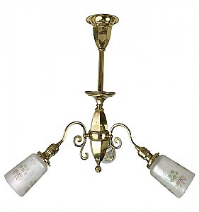 Antique 3-Arm Early Electric Ceiling Light Fixture - Circa 1900