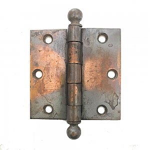 Antique Ball Tip Flashed Copper Plated or Japanned Steel Butt Hinge 3-1/2" x 3-1/2"