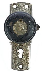 Antique Gilbert Lock Co. Composition Door Knob and Nickel Plate - Circa 1875