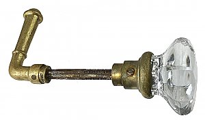 Antique Octagonal Crystal / Glass and Bronze Door Knob and Lever Pair - Circa 1920