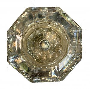 Antique 8-Point Octagon Crystal / Glass Door Knob Pair - Nickel Neck With Mercury Bubble Center - Circa 1900
