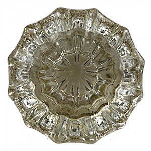 Antique 12-Point Fluted Crystal / Glass Door Knob Single - Brass or Bronze Neck - Circa 1900
