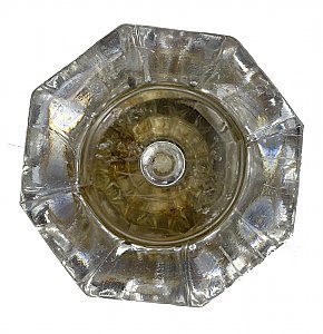 Antique 8-Point Octagon Crystal / Glass Door Knob Pair - Chrome Neck With Mercury Bubble Center - Circa 1900