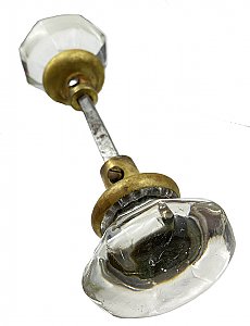 Premium Antique 8-Point Octagon Crystal / Glass Door Knob Pair - Brass or Bronze Neck