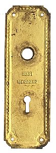 Antique Cast Brass "Medford" Door Plate By Norwalk Lock Co. - Circa 1909