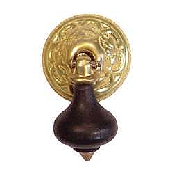Eastlake Ebonized Drop Cabinet Pull - Unlacquered Polished Brass