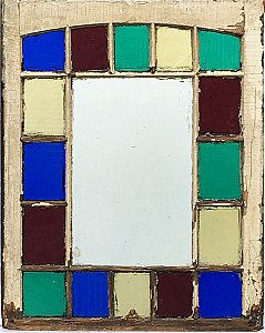 Antique Stained Glass Cottage or Queen Anne Window Sash - Blue, Amber, Green, Purple - Circa 1880