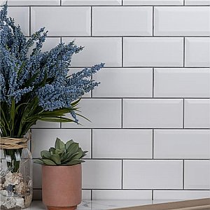 Crown Heights Beveled Matte White 3" x 6" Subway Tile - Sold Per Case of 44 Tile - 6.03 Square Feet