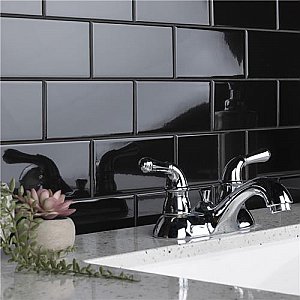 Crown Heights Glossy Black 3" x 6" Subway Tile - Glossy Black - Sold Per Case of 44 Tile - 6.03 Square Feet