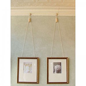 Fabric Picture Hanging Kit For Picture Rail, Antique Gold