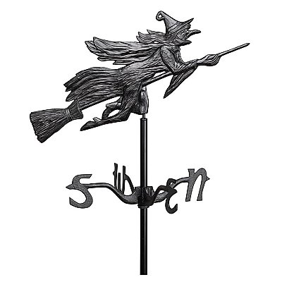 Flying Witch Garden Weathervane - Black Finish