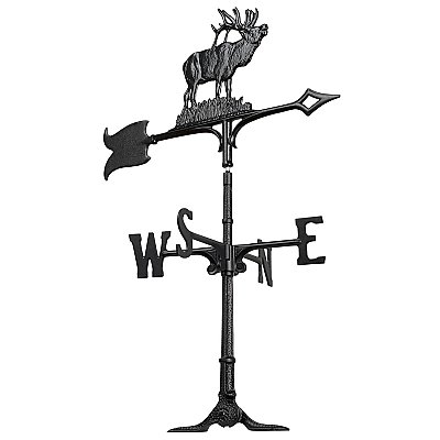 30" Elk Weathervane - Black - Rooftop or Garden Mount