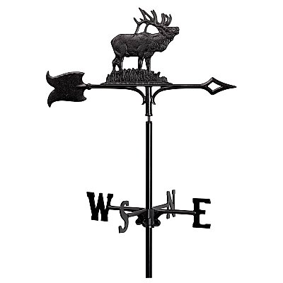30" Elk Weathervane - Black - Rooftop or Garden Mount