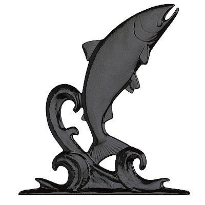 30" Traditional Trout Weathervane - Black - Rooftop or Garden Mount