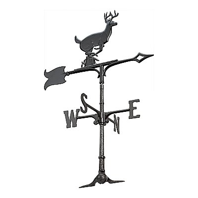 30" Traditional Buck Weathervane - Black - Rooftop or Garden Mount