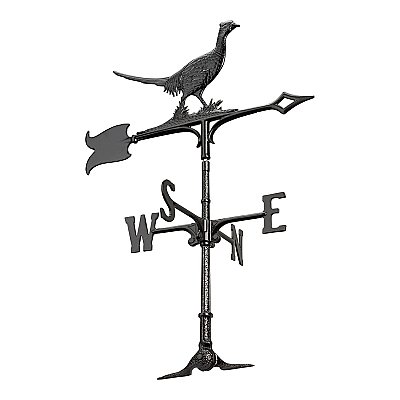 30" Traditional Pheasant Weathervane - Black - Rooftop or Garden Mount