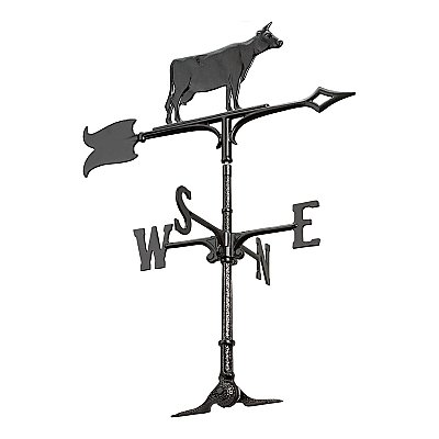 30" Traditional Cow Weathervane - Black - Rooftop or Garden Mount