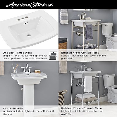 American Standard Edgemere® Fire Clay Sink Basin Top - 4" Centerset