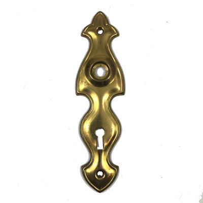 Antique Colonial Revival Wrought Brass Plated Door Plate with Keyhole - Circa 1930