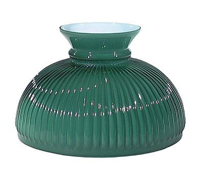 10" Opal Glass Ribbed Green Student Shade - 7-1/4" High