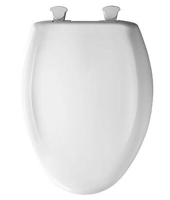 Bemis Classic Colors Elongated Plastic Toilet Seat Never Loosens Removes for Cleaning Slow-Close - Crane White