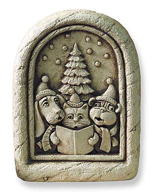 Carruth Studios "Christmas Caroling Pets" Cast Concrete Figurine