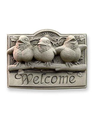 Carruth Studios "Sunshine Birds Welcome" Cast Concrete Wall Plaque