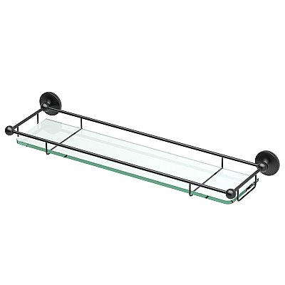Tempered Glass Shelf with Gallery Railing - Matte Black