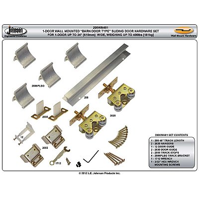 Complete Wall Mounted Track and Hardware Set for Sliding Doors