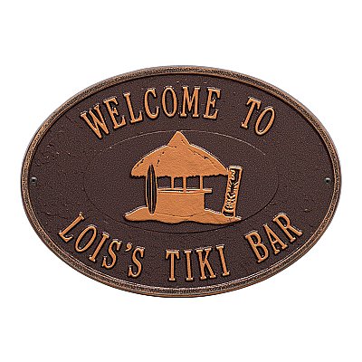 Tiki Hut Aluminum Wall Mount Address Plaque