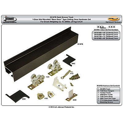 Complete Wall Mounted Track and Hardware Set for Sliding Doors