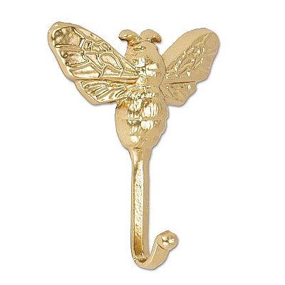 Cast Iron Gold Finish Bee Single Hook