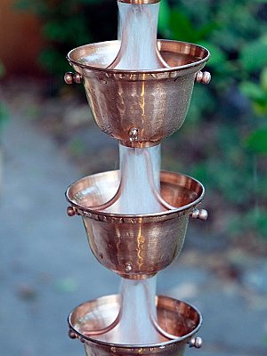 Unfinished Hammered Copper Bell Cups Rain Chain