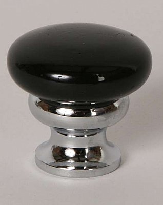 Metal Cabinet Knob - Gloss Black & Polished Chrome