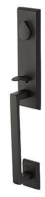 Rustic Modern Rectangular Monolithic Sandcast Bronze Grip By Grip Entry Door Handleset