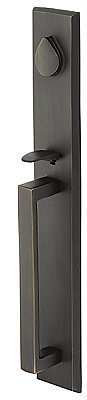 Rustic Modern Rectangular Full Length Sandcast Bronze Grip By Grip Entry Door Handleset