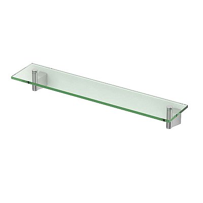 Bleu Solid Brass Glass Shelf - Satin Nickel