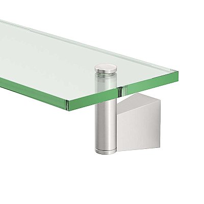 Bleu Solid Brass Glass Shelf - Satin Nickel